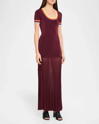 CHRISTOPHER JOHN ROGERS Saucer Neck Short-Sleeve Maxi Dress | Thumbnail 4