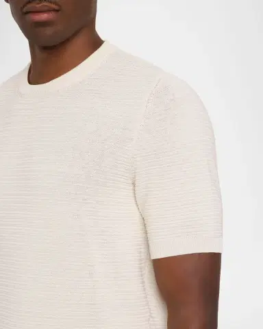 Isaia Men's Silk/Linen Ribbed Short-Sleeve Sweater | Thumbnail 5 Isaia Men's Silk/Linen Ribbed Short-Sleeve Sweater | Thumbnail 5