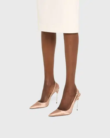 Dolce & Gabbana Satin Metallic-Stiletto Slingback Pumps | Thumbnail 2 Dolce & Gabbana Satin Metallic-Stiletto Slingback Pumps | Thumbnail 2