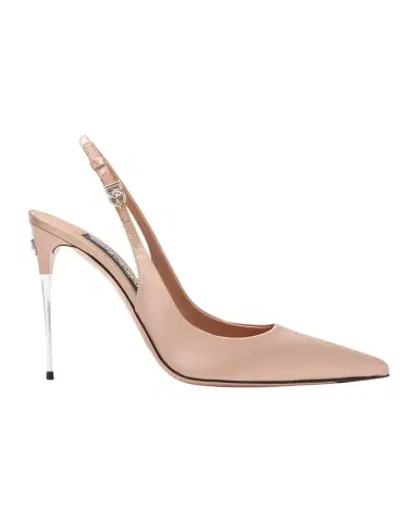 Dolce & Gabbana Satin Metallic-Stiletto Slingback Pumps | Thumbnail 1 Dolce & Gabbana Satin Metallic-Stiletto Slingback Pumps | Thumbnail 1
