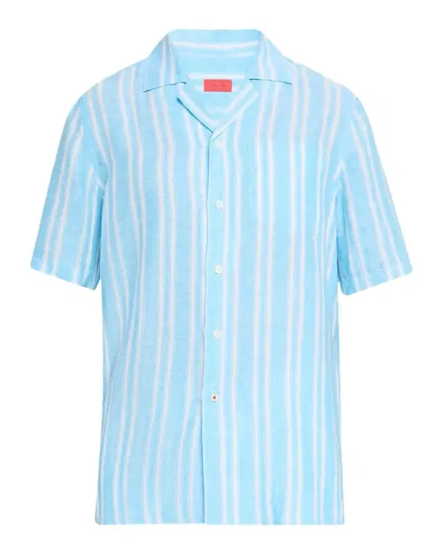 Men 's Multi-Stripe Linen Camp Shirt