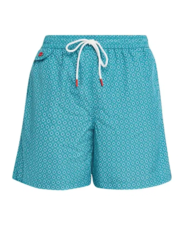 Kiton Men 's Diamond Printed Swim Trunks