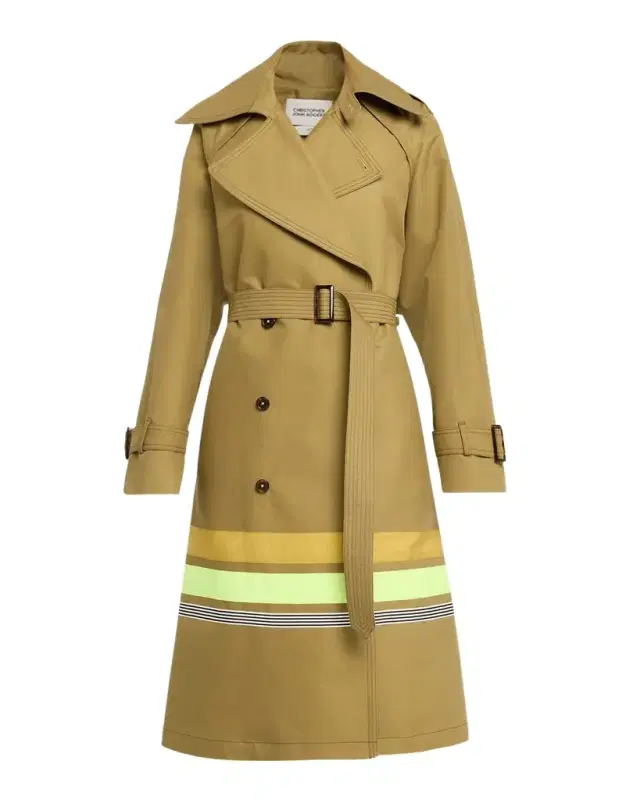 CHRISTOPHER JOHN ROGERS Striped Oversized Trench Coat