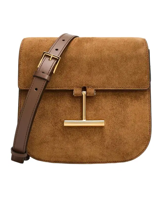 TOM FORD Tara Mini Flap Crossbody Bag in Suede and Leather