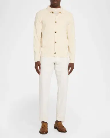 Isaia Men's Wool and Silk Ribbed Overshirt | Thumbnail 2