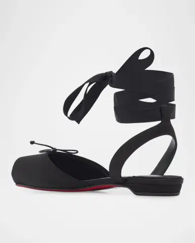 Christian Louboutin Cassia Satin Lace-Up Ballerina Flats | Thumbnail 4