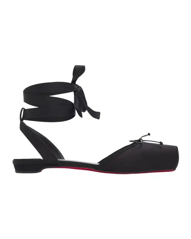Christian Louboutin Cassia Satin Lace-Up Ballerina Flats