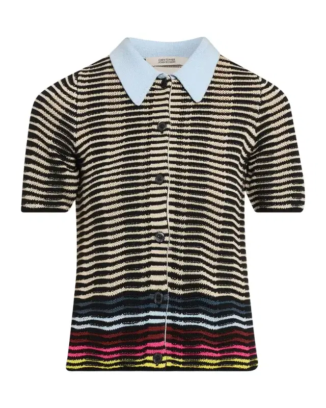 CHRISTOPHER JOHN ROGERS Wave Knit Short-Sleeve Polo Shirt