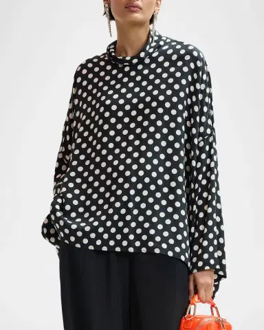 Essentiel Antwerp Joyetta Polka-Dot High-Neck Blouse | Thumbnail 4