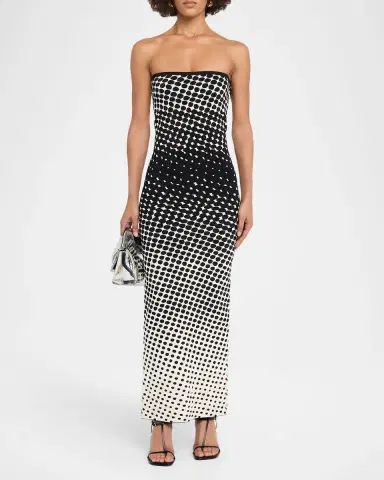 CHRISTOPHER JOHN ROGERS Halftone Wiggle Dot Knit Strapless Maxi Dress | Thumbnail 2 CHRISTOPHER JOHN ROGERS Halftone Wiggle Dot Knit Strapless Maxi Dress | Thumbnail 2