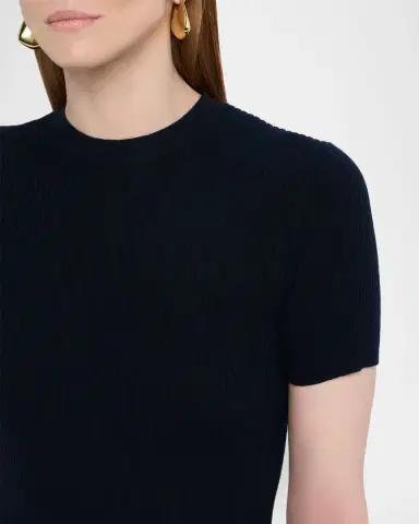 Nili Lotan Dorset Cotton Rib Short-Sleeve Sweater | Thumbnail 5