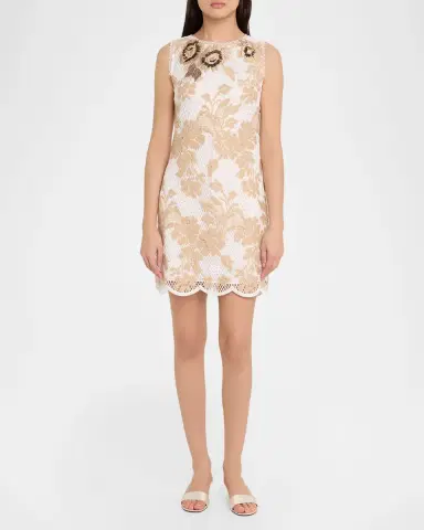 Ungaro Victoria Scalloped Lace Mini Shift Dress | Thumbnail 2