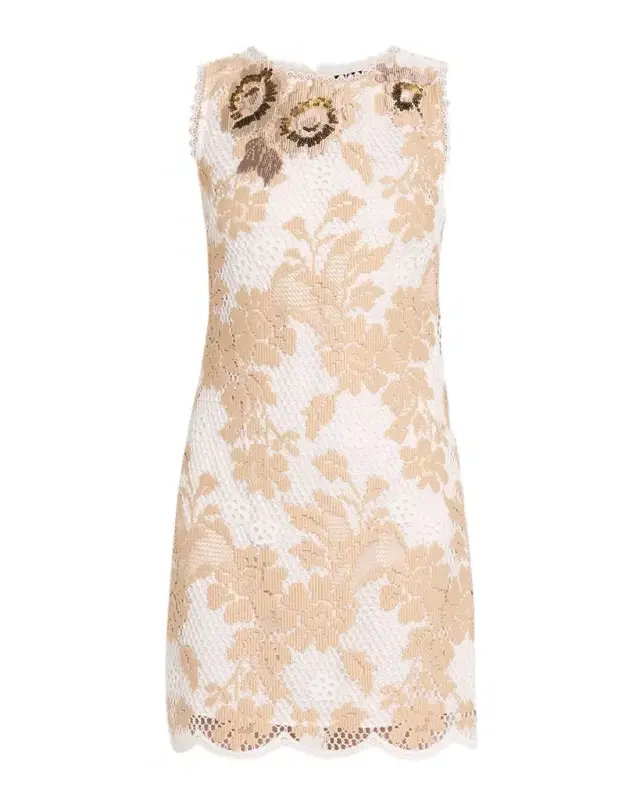 Ungaro Victoria Scalloped Lace Mini Shift Dress