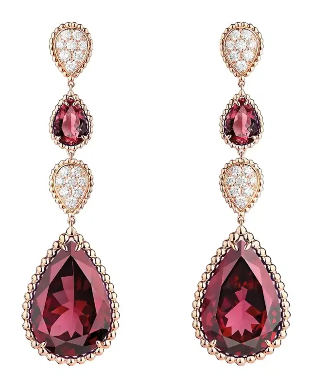 Serpent Boheme Rhodolite Garnet and Diamond Earrings