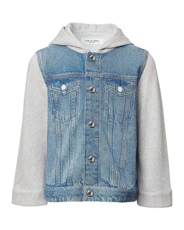 Rag & Bone Kid 's Mini rb Miramar Terry Combo Hooded Trucker, Size 12M-10