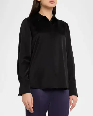 Ungaro Layne Satin Button-Front Blouse | Thumbnail 4 Ungaro Layne Satin Button-Front Blouse | Thumbnail 4