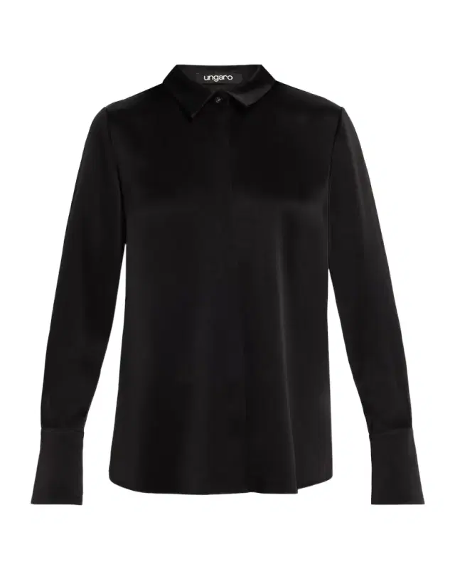 Ungaro Layne Satin Button-Front Blouse