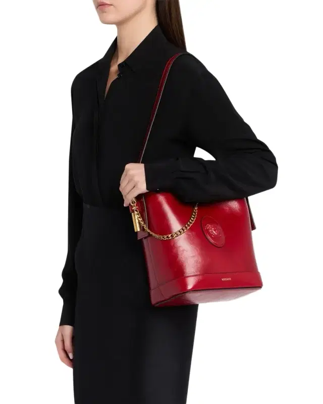 Versace Medusa Leather Bucket Bag