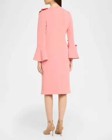 Rickie Freeman for Teri Jon Floral Applique Flare-Cuff Crepe Dress | Thumbnail 3