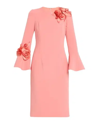 Rickie Freeman for Teri Jon Floral Applique Flare-Cuff Crepe Dress | Thumbnail 1