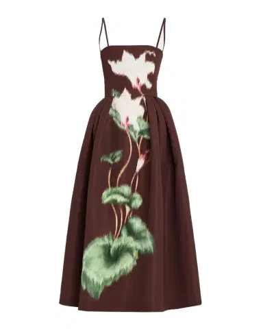 Oscar de la Renta Chine Cyclamen Faille Midi Cocktail Dress | Thumbnail 1 Oscar de la Renta Chine Cyclamen Faille Midi Cocktail Dress | Thumbnail 1