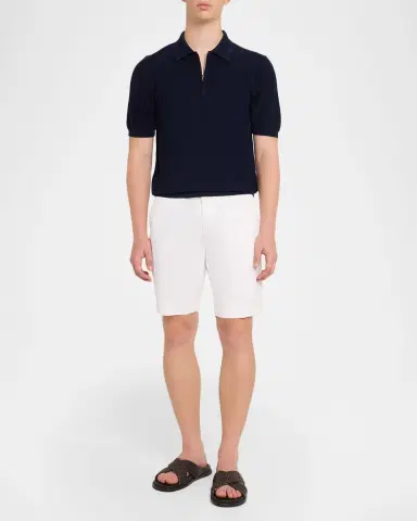 Isaia Men's Wool and Silk Half-Zip Short-Sleeve Polo Sweater | Thumbnail 2 Isaia Men's Wool and Silk Half-Zip Short-Sleeve Polo Sweater | Thumbnail 2