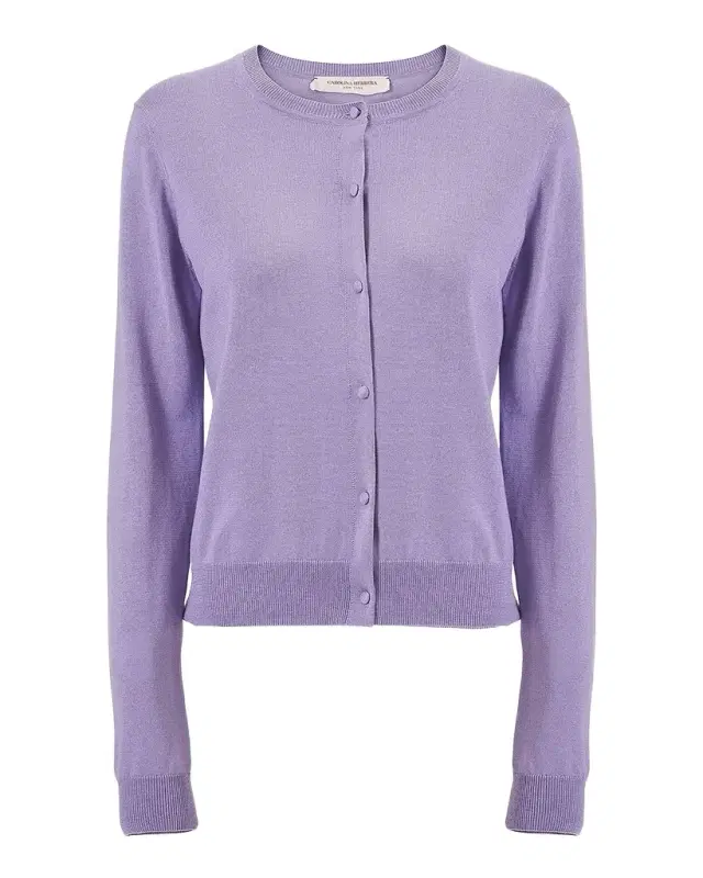 Silk-Cotton Crewneck Cardigan