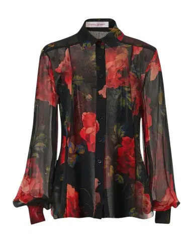 Carolina Herrera Isabella Rose Silk Organza Button-Down Top | Thumbnail 1 Carolina Herrera Isabella Rose Silk Organza Button-Down Top | Thumbnail 1