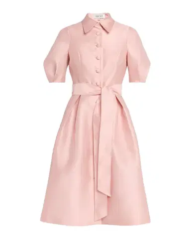 Rickie Freeman for Teri Jon Puff-Sleeve Pique Faille Shirtdress | Thumbnail 1