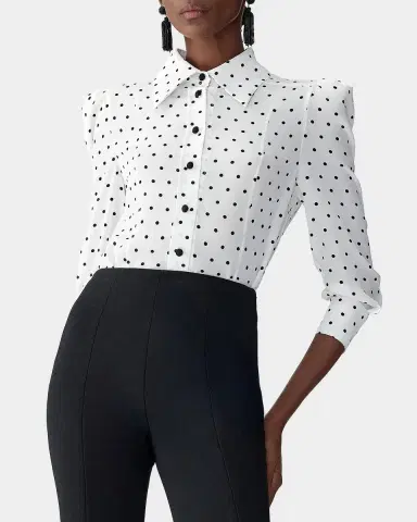 Carolina Herrera Polkadot 3/4-Sleeve Button-Front Shirt | Thumbnail 2 Carolina Herrera Polkadot 3/4-Sleeve Button-Front Shirt | Thumbnail 2
