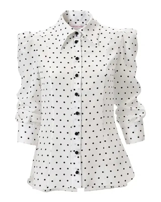 Polkadot 3/4-Sleeve Button-Front Shirt