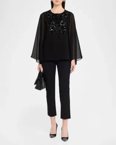 Ungaro Nastasia Sheer-Sleeve Bead & Sequin Blouse | Thumbnail 2