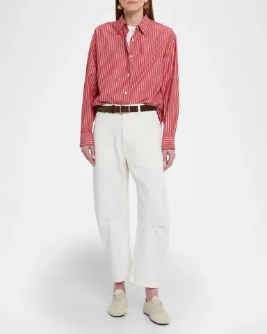 Nili Lotan Shon Herringbone Barrel-Leg Ankle Pants | Thumbnail 2