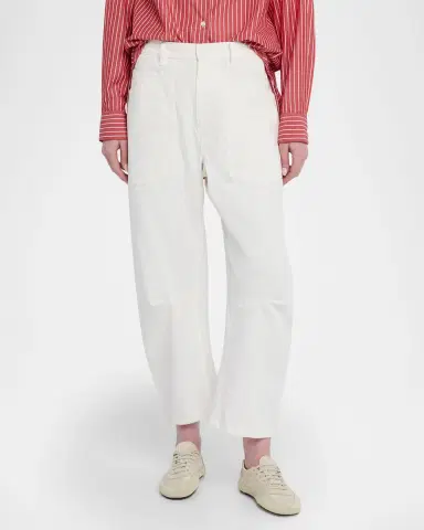 Nili Lotan Shon Herringbone Barrel-Leg Ankle Pants | Thumbnail 4