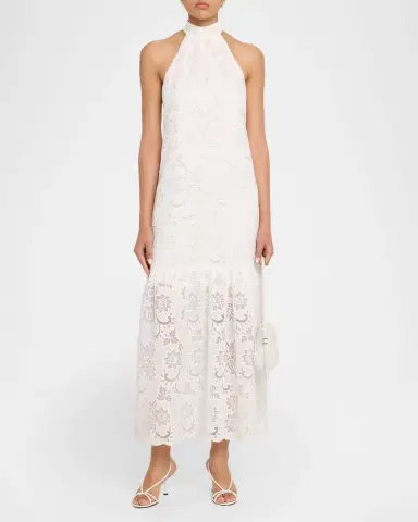 Ungaro Meadow Floral-Embroidered Halter Midi Dress | Thumbnail 2