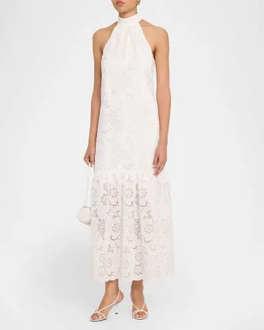 Ungaro Meadow Floral-Embroidered Halter Midi Dress | Thumbnail 4