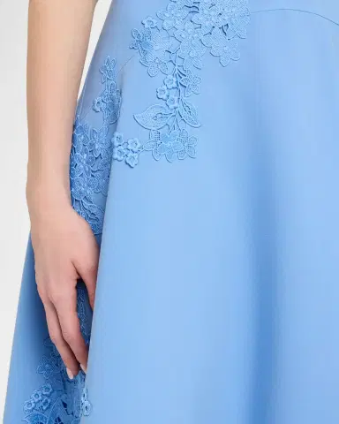 Oscar de la Renta Sleeveless Porcelain Flowers Lace Midi Day Dress | Thumbnail 5 Oscar de la Renta Sleeveless Porcelain Flowers Lace Midi Day Dress | Thumbnail 5