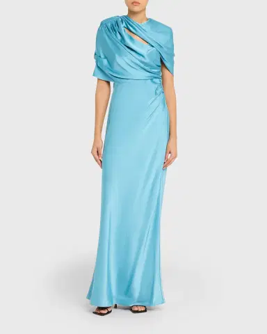 Stella McCartney Draped Capelet Satin Gown | Thumbnail 2 Stella McCartney Draped Capelet Satin Gown | Thumbnail 2