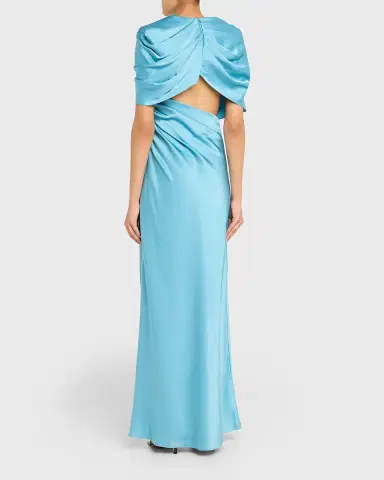Stella McCartney Draped Capelet Satin Gown | Thumbnail 3 Stella McCartney Draped Capelet Satin Gown | Thumbnail 3
