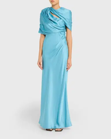 Stella McCartney Draped Capelet Satin Gown | Thumbnail 4 Stella McCartney Draped Capelet Satin Gown | Thumbnail 4