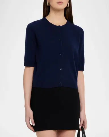 Majestic Filatures Cashmere 3/4-Sleeve Crewneck Cardigan | Thumbnail 4 Majestic Filatures Cashmere 3/4-Sleeve Crewneck Cardigan | Thumbnail 4
