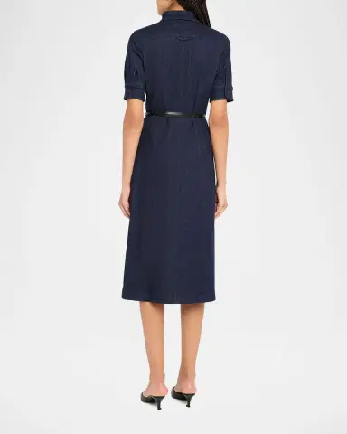 Altuzarra Kieran Denim Leather Belted Midi Dress | Thumbnail 3 Altuzarra Kieran Denim Leather Belted Midi Dress | Thumbnail 3