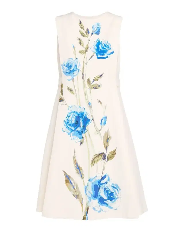 Rickie Freeman for Teri Jon Floral-Print Crepe Apron Dress