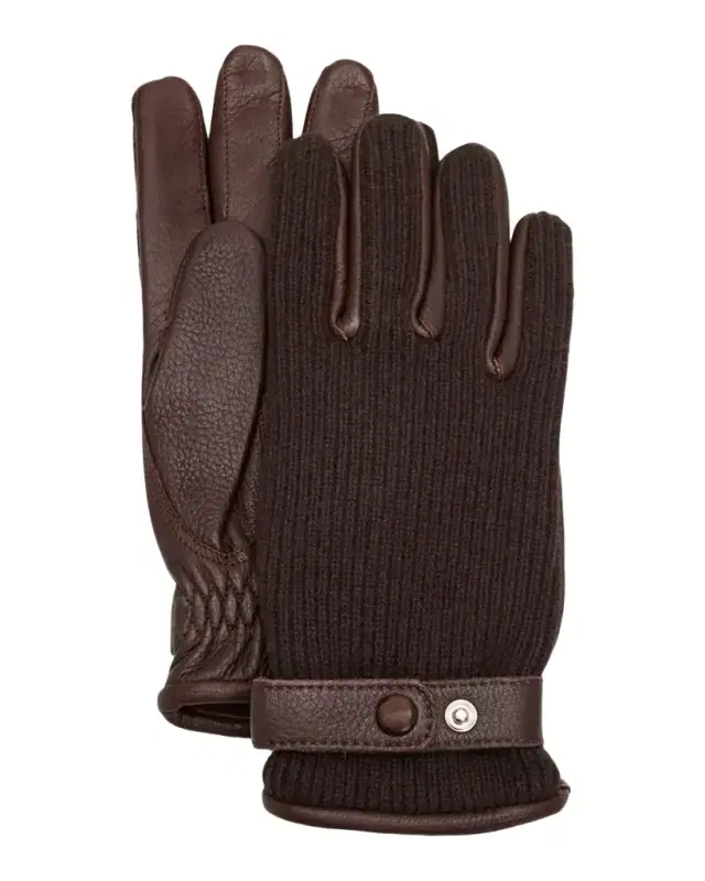 Hestra Gloves Men 's Christopher Elk Leather and Cashmere Knit Gloves