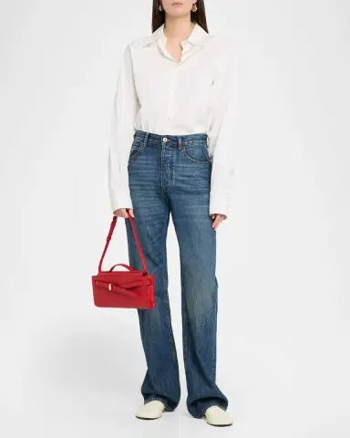 Veronica Beard Dash Belted Pebble Leather Clutch Bag | Thumbnail 4