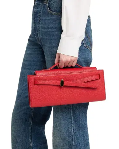 Veronica Beard Dash Belted Pebble Leather Clutch Bag | Thumbnail 1