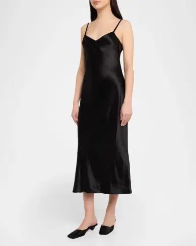 Vince Satin V-Neck Slip Dress | Thumbnail 4