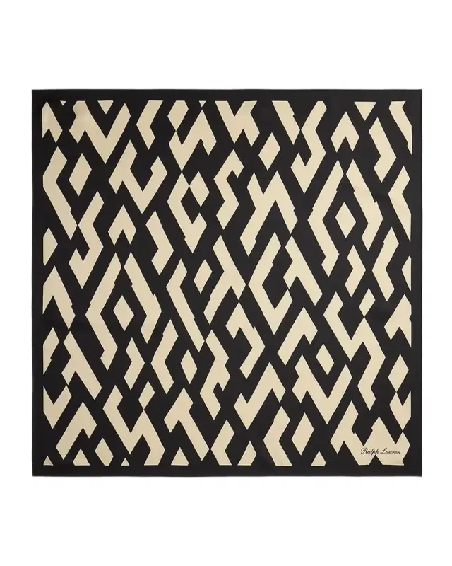 Art Deco-Print Silk Twill Square Scarf