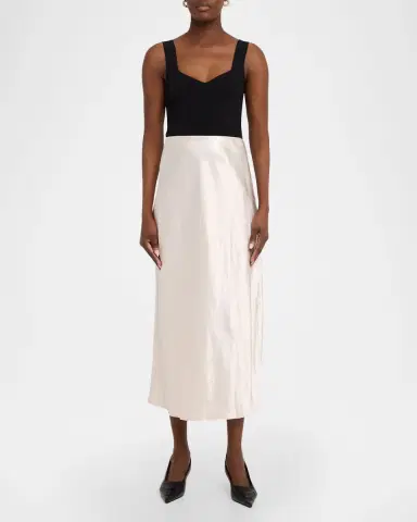 Vince Side-Slit Satin Slip Skirt | Thumbnail 2