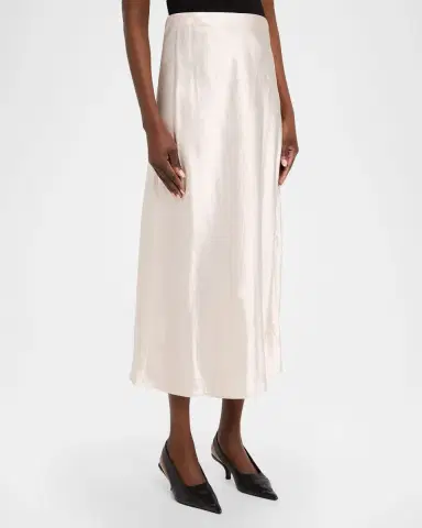 Vince Side-Slit Satin Slip Skirt | Thumbnail 4
